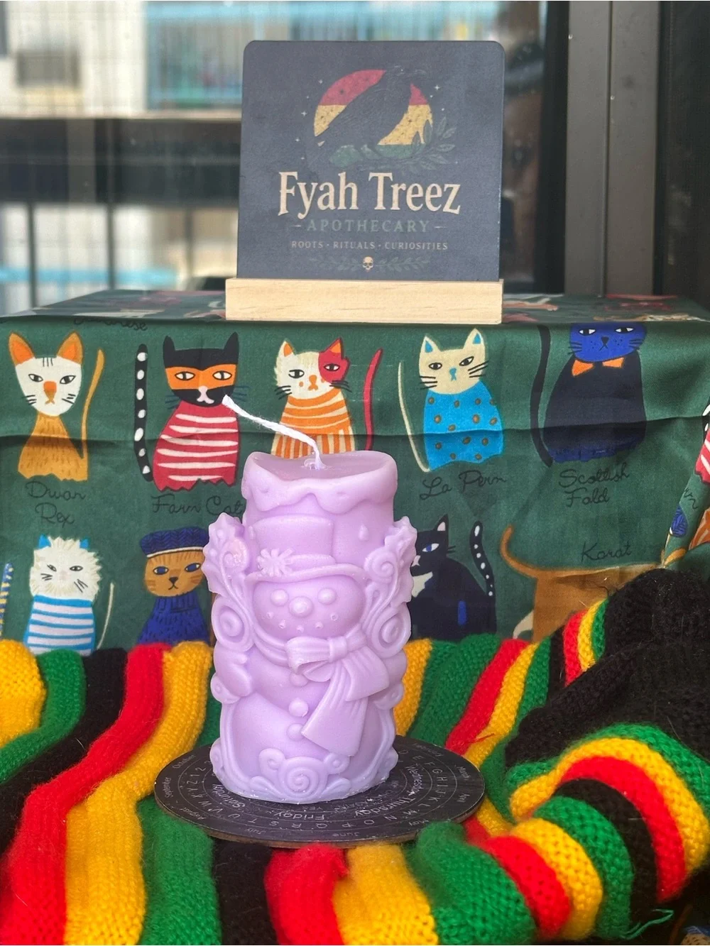 Enchanted Lavender Snowman Pillar Candle